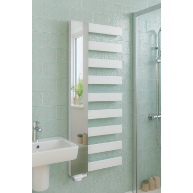 Vertikal Handtuchwärmer mit Spiegel Einlagig Mittelanschluss Weiß 1610x600 mm Badheizkörper