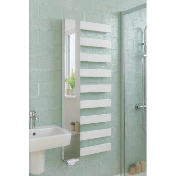 Vertikal Handtuchwärmer mit Spiegel Einlagig Mittelanschluss Weiß 1610x600 mm Badheizkörper Vertikal Handtuchwärmer mit Spiegel Einlagig Mittelanschluss Weiß 1610x600 mm Badheizkörper