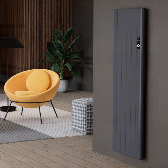 Flach Alu Vertikal Wand Elektroheizung mit Thermostat Effizient WLAN-fähig Konvektor Anthrazit