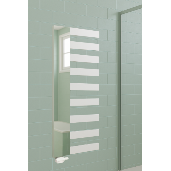 Vertikal Handtuchwärmer mit Spiegel Einlagig Mittelanschluss Weiß 1610x600 mm Badheizkörper