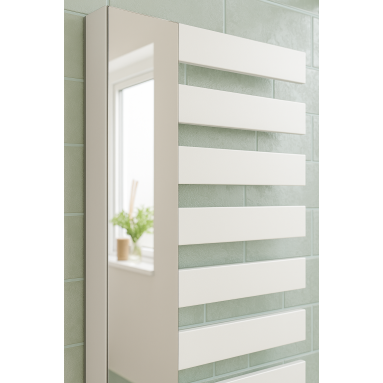 Vertikal Handtuchwärmer mit Spiegel Einlagig Mittelanschluss Weiß 1610x600 mm Badheizkörper