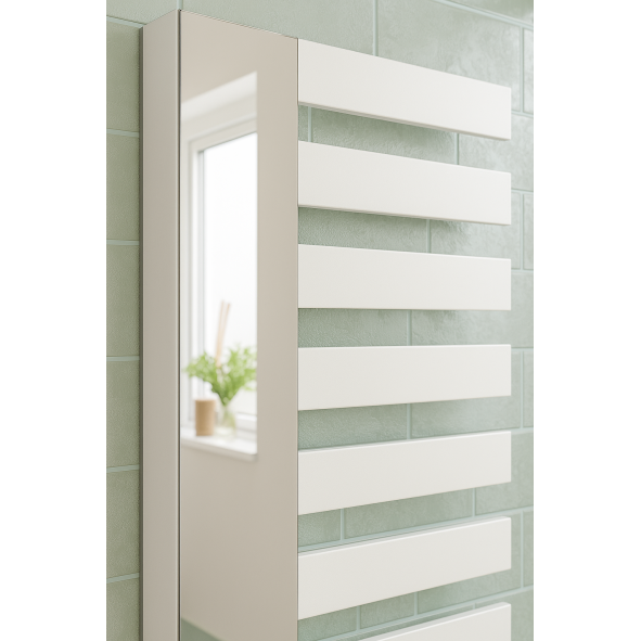 Vertikal Handtuchwärmer mit Spiegel Einlagig Mittelanschluss Weiß 1610x600 mm Badheizkörper Vertikal Handtuchwärmer mit Spiegel Einlagig Mittelanschluss Weiß 1610x600 mm Badheizkörper